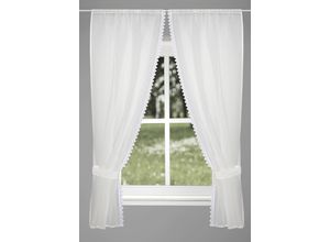 4056751521864 - HOME WOHNIDEEN Gardine »NISHAY« (1 St) 4tlgRaffgarnitur Leinenoptik Macramée