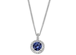 4056779121282 - Kette mit Anhänger FIRETTI Schmuck Geschenk Silber 925 Halsschmuck Halskette Panzerkette Kreis Halsketten Gr Silber 925 (Sterlingsilber) blau (silberfarben blau kristallweiß) Damen Ketten mit Anhänger Zirkonia (synth)