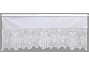 4056837028713 - Querbehang HOSSNER - ART OF HOME DECO Eule Gardinen Gr 50 cm Stangendurchzug 120 cm weiß Landhaus Gardinen Gardine handgehäkelte Spitze weiß Baumwolle