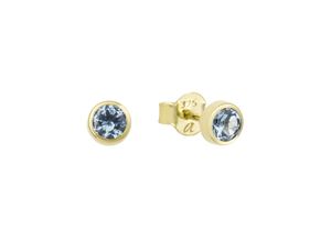 4056866003415 - Paar Ohrstecker AMOR Schmuck Geschen Ohrschmuck 2013590 Gold blauer Stein Ohrringe Gr Gelbgold 375 goldfarben (gelbgoldfarben blau blau) Damen Ohrstecker mit Aquamarin