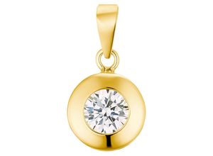 4056866008755 - Runder Anhänger AMOR Solitär-Optik 2014136 Schmuckanhänger Gr Gelbgold 750 061 g weiß (gelbgoldfarben weiß weiß) Damen Anhänger mit Zirkonia (synth)