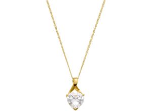 4056866009547 - Kette mit Anhänger AMOR Schmuck Geschenk Halskette Herz LIEBE 2014209 Gold 375 Halsketten Gr Gelbgold 375 Länge 42 cm gelb (gelbgoldfarben) Damen Ketten mit Anhänger Zirkonia (synth)