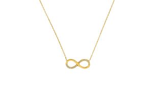 4056866010512 - Kette mit Anhänger AMOR Infintiy Unendlichkeitschleife 2014306 Halsketten Gr Gelbgold 375 Länge 45 cm weiß (gelbgoldfarben silberfarben weiß) Damen Ketten mit Anhänger Zirkonia (synth)