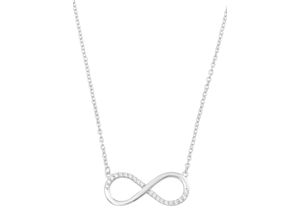 4056866011755 - Kette mit Anhänger AMOR Infinity Unendlichkeitsschleife 2014440 Halsketten Gr Weißgold 375 Länge 45 cm weiß (weißgoldfarben weiß) Damen Ketten mit Anhänger Zirkonia (synth)