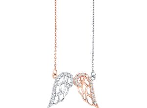 4056866023499 - Kette mit Anhänger AMOR Flügel 2016299 Halsketten Gr Silber 925 (Sterlingsilber) Länge 42 cm rosegold (silberfarben roségoldfarben weiß) Damen mit Zirkonia (synth)