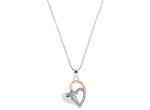 4056866027695 - Kette mit Anhänger AMOR Hearts 2016737 Halsketten Gr mit Zirkonia Silber 925 (Sterlingsilber) Länge 45 cm goldfarben (goldfarben weiß) Damen mit Zirkonia (synth)