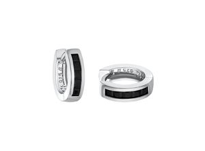 4056866032446 - Paar Creolen AMOR Black Hoops 2017295 Ohrringe Gr Silber 925 (Sterlingsilber) silberfarben (silberfarben schwarz schwarz) Damen mit Zirkonia (synth)