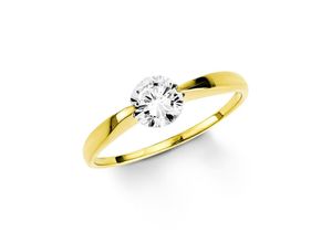 4056866048041 - Fingerring AMOR Schmuck Geschenk Solitär Ring LIEBE Glitzerstein Gold 333 Fingerringe Gr 54 Gelbgold 333 24 mm gelb (gelbgold 333 kristallweiß) Damen mit Zirkonia (synth)