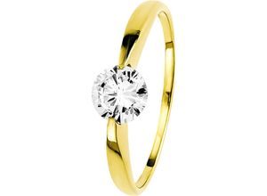 4056866048058 - Fingerring AMOR Schmuck Geschenk Solitär Ring LIEBE Glitzerstein Gold 333 Fingerringe Gr 56 Gelbgold 333 24 mm gelb (gelbgold 333 kristallweiß) Damen mit Zirkonia (synth)