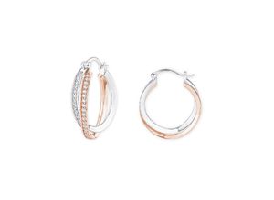 4056866054790 - Paar Creolen AMOR 2022047 Ohrringe Gr Silber 925 (Sterlingsilber) rosegold (silberfarben roségoldfarben kristallweiß) Damen Creolen mit Zirkonia (synth)