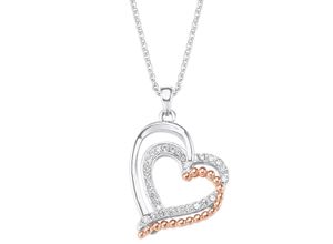 4056866054813 - Kette mit Anhänger AMOR 2022049 Halsketten Gr Silber 925 (Sterlingsilber) Länge 45 cm rosegold (silberfarben roségoldfarben) Damen Ketten mit Anhänger Zirkonia (synth)