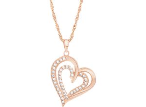 4056866055124 - Kette mit Anhänger AMOR Herz 2022080 Halsketten Gr Silber 925 (Sterlingsilber) Länge 45 cm rosegold (roségoldfarben weiß) Damen mit Zirkonia (synth)