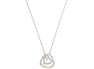 4056866058057 - Kette mit Anhänger AMOR Heart in Heart 2022403 Halsketten Gr mit Zirkonia Silber 925 (Sterlingsilber) Länge 45 cm rosegold (silberfarben rosegoldfarben weiß) Damen mit Zirkonia (synth)