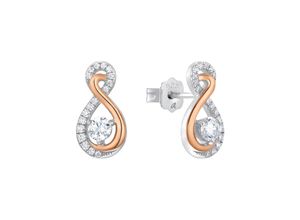 4056866058163 - Paar Ohrstecker AMOR Infinity 2022417 Ohrringe Gr Silber 925 (Sterlingsilber) rosegold (rosefarbenweiß kristallweiß) Damen Ohrstecker mit Zirkonia (synth)