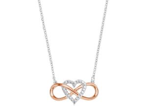 4056866058231 - Kette mit Anhänger AMOR Infinity Unendlichkeitsschleife Herz 2022424 Halsketten Gr Silber 925 (Sterlingsilber) Länge 45 cm rosegold (silberfarben roségoldfarben weiß) Damen mit Zirkonia (synth)