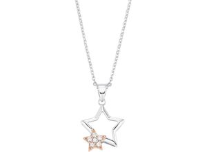 4056866077461 - Kette mit Anhänger AMOR Sterne 2026031 Halsketten Gr Silber 925 (Sterlingsilber) Länge 42 cm rosegold (silberfarben roségoldfarben weiß) Damen mit Zirkonia (synth)