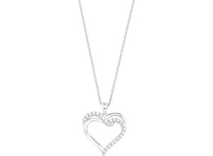 4056866078383 - Kette mit Anhänger AMOR Herz 2026246 Halsketten Gr Silber 925 (Sterlingsilber) Länge 45 cm bunt (silberfarben weiß) Damen mit Zirkonia (synth)