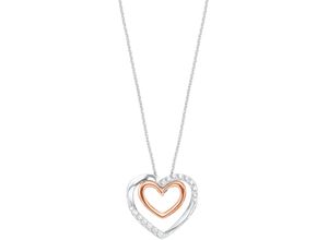 4056866078604 - Kette mit Anhänger AMOR Herzen 2026268 Halsketten Gr Silber 925 (Sterlingsilber) Länge 50 cm rosegold (silberfarben roségoldfarben weiß) Damen mit Zirkonia (synth)