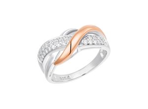 4056866082694 - Fingerring AMOR Twisted Fingerringe Gr 52 Silber 925 (Sterlingsilber) 2 mm rosegold (roségoldfarben weiß kristallweiß) Damen mit Zirkonia (synth)