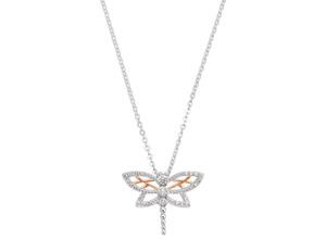 4056866120938 - Kette mit Anhänger AMOR Big Butterfly 2033932 Halsketten Gr mit Zirkonia Silber 925 (Sterlingsilber) Länge 45 cm bunt (silberfarben weiß) Damen mit Zirkonia (synth)