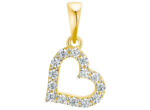 4056866126664 - Herz-Anhänger AMOR 2035327 Schmuckanhänger Gr mit Zirkonia Gelbgold 375 033 g goldfarben (gelbgold 375 kristallweiß kristallweiß) Damen Anhänger mit Zirkonia