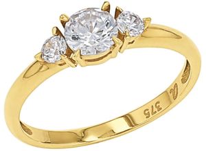 4056866137622 - Fingerring AMOR 2037419 -20 -21 -22 Fingerringe Gr 52 Gelbgold 375 12 mm goldfarben (gelbgoldfarben kristallweiß kristallweiß) Damen Fingerringe mit Zirkonia (synth)