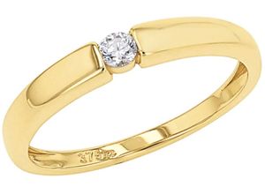 4056866137714 - Fingerring AMOR 2037428 -29 -30 -31 -32 Fingerringe Gr 52 Gelbgold 375 12 mm goldfarben (gelbgoldfarben kristallweiß kristallweiß) Damen Fingerringe mit Zirkonia (synth)