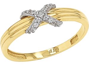 4056866137912 - Fingerring AMOR 2037447 -48 -49 -50 -51 Fingerringe Gr 54 Gelbgold 375 1 mm goldfarben (gelbgoldfarben kristallweiß kristallweiß) Damen mit Zirkonia (synth)