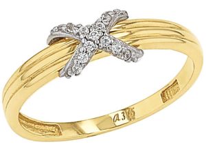 4056866137929 - Fingerring AMOR 2037447 -48 -49 -50 -51 Fingerringe Gr 56 Gelbgold 375 1 mm goldfarben (gelbgoldfarben kristallweiß kristallweiß) Damen Fingerringe mit Zirkonia (synth)