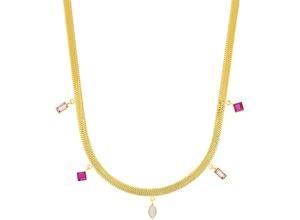 4056866140417 - Kette mit Anhänger AMOR 2038273 Halsketten Gr Edelstahl Länge 45 cm Breite 2 mm pink (gelbgoldfarben weiß rosa pink) Damen mit Glasstein Stein (synth)