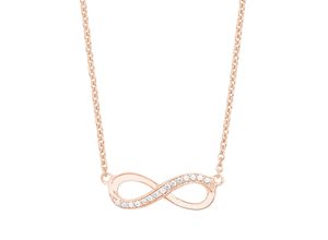 4056867031240 - Kette mit Anhänger SOLIVER Infinity Unendichkeitsschleife 2032833 Halsketten Gr Silber 925 (Sterlingsilber) Länge 45 cm rosegold (roségoldfarben weiß) Damen Ketten mit Anhänger Zirkonia (synth)