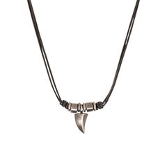 4056867045940 - Kette mit Anhänger SOLIVER Zahn 2035535 Halsketten Gr Edelstahl-Leder Länge 50 cm schwarz (antikfarben schwarz) Herren Ketten mit Anhänger