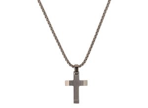 4056867046381 - Kette mit Anhänger SOLIVER JUNIOR Kreuz 2035807 Halsketten Gr Edelstahl Länge 43 cm braun (antikfarben) Jungen Jungenschmuck