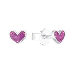 4056867048293 - Kinder Ohrstecker Purple Heart aus Sterlingsilber