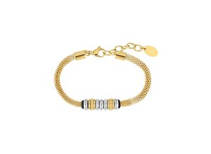 4056867049689 - Armband SOLIVER 2036836 Armbänder Gr Edelstahl-Kautschuk gelb (gelbgoldfarben weiß schwarz weiß) Damen Trachtenmode mit Zirkonia (synth)