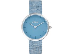 4056867051002 - Quarzuhr SOLIVER Armbanduhren silberfarben (blau) Damen Armbanduhr Damenuhr analog Textilarmband