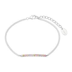 4056867052054 - Armband SOLIVER Regenbogen Design 2037839 Armbänder Gr Silber 925 (Sterlingsilber) silberfarben (silberfarben weiß grün pink gelb rosa blau blau) Damen mit Zirkonia (synth)