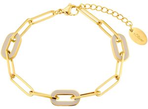 4056867052924 - Armband SOLIVER 2037987 Armbänder Gr Edelstahl beige (gelbgoldfarben beige) Damen Armbänder Silber mit Emaille