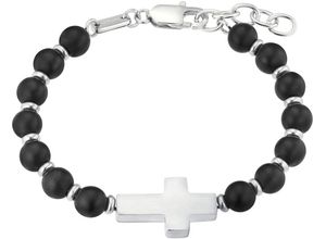 4056867053105 - Armband SOLIVER Kreuz 2038005 Armbänder Gr Edelstahl schwarz (edelstahlfarben schwarz schwarz) Herren mit Achat