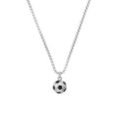 4056867053167 - Kette mit Anhänger SOLIVER JUNIOR Fußball 2038011 Halsketten Gr Edelstahl Länge 43 cm schwarz (edelstahlfarben weiß schwarz) Jungen mit Emaille