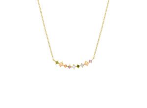 4056874033688 - Kette ohne Anhänger Colorful Stone 2036071 Halsketten Gr mit Zirkonia Silber 925 (Sterlingsilber) Länge 45 cm bunt (goldfarben kristallweiß hellgrün rosa lila) Damen Ketten ohne Anhänger mit Zirkonia