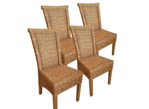 4057208187343 - Minara Rattanstuhl Esszimmer Stühle Set Rattanstühle Perth 4 Stück braun nachhal