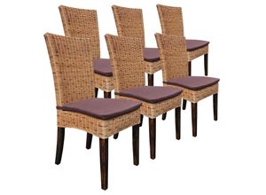 4057208187404 - Minara Rattanstuhl Esszimmer Stühle Set 6 Stück Rattanstühle Korbstühle Cardine