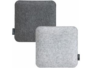 4057216026863 - - 2 Filz Sitzkissen Eckig 35x35x3cm Stuhlkissen Set Wende Sitzauflage Weich Grau - grau