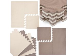 4057216030044 - Eyepower - Protective Flooring Puzzle Exercise Mats 4pcs set each 60x60x2cm Brown   Beige - braun