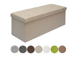 4057216035834 - No Brand - Sitzbank faltbar 110x38x38 cm Beige Grau mit 2 Trennw�nden