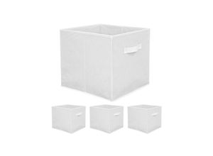 4057216035964 - - Faltbox Set 4 Boxen für Kallax Regal weiß 33x38x33cm Expedit Box mit Stoffgriff - weiss