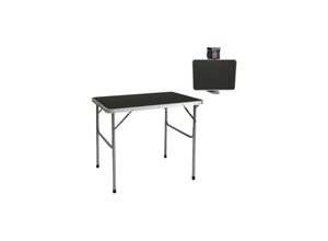 4057216036893 - - Campingtisch Aluminium Klapptisch 60x80x67cm Stahlrahmen MDF-Tischplatte Dunkelgrau praktisches Kofferformat - anthrazit