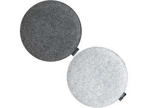 4057216041644 - - 2 Cojínes Asiento Fieltro Redondos ø 35x25cm Set Almohadilla Silla Reposo Gris - grau