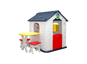 4057216042306 - Littletom - Kinder Spielhaus ab 1 - Garten Kinderhaus mit Tisch - Kinderspielhaus Kunststoff - weiss